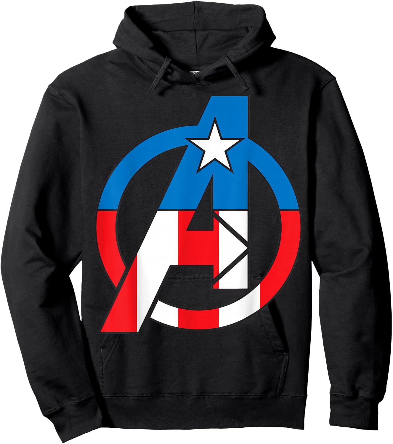 Marvel Avengers Captain America Costume Fill Logo Hoodie - Hoodie | Black