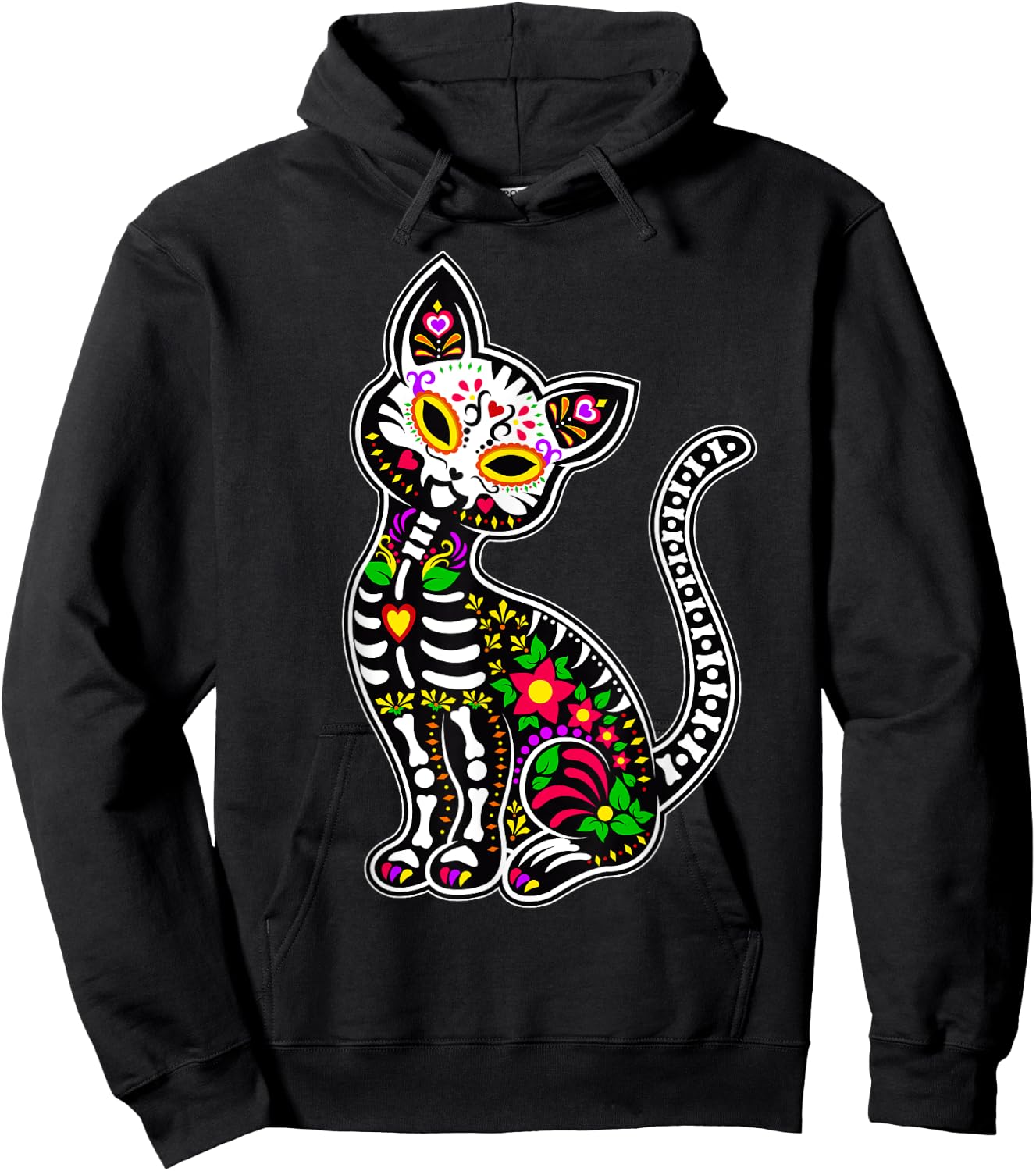 Sugar Skull Cat | Cute Dia De Los Muertos Funny Mexican Gift Women Kids Hoodie - Hoodie | Black