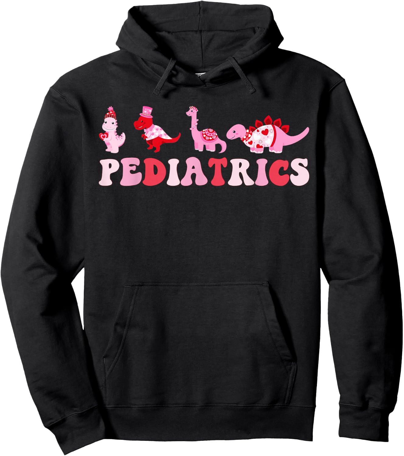 Pediatric Nurse PEDS Nursing Cute Dinosaurs Valentine's Day Hoodie - Hoodie | Black