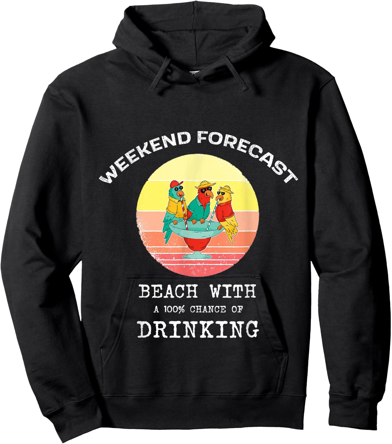 Funny Weekend Forecast Beach Drinking Women Hoodie - Hoodie | Black