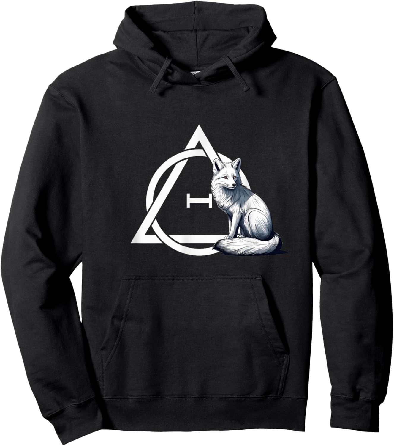 Theta Delta Symbol with Arctic Fox - Therian Hoodie - Hoodie | Black
