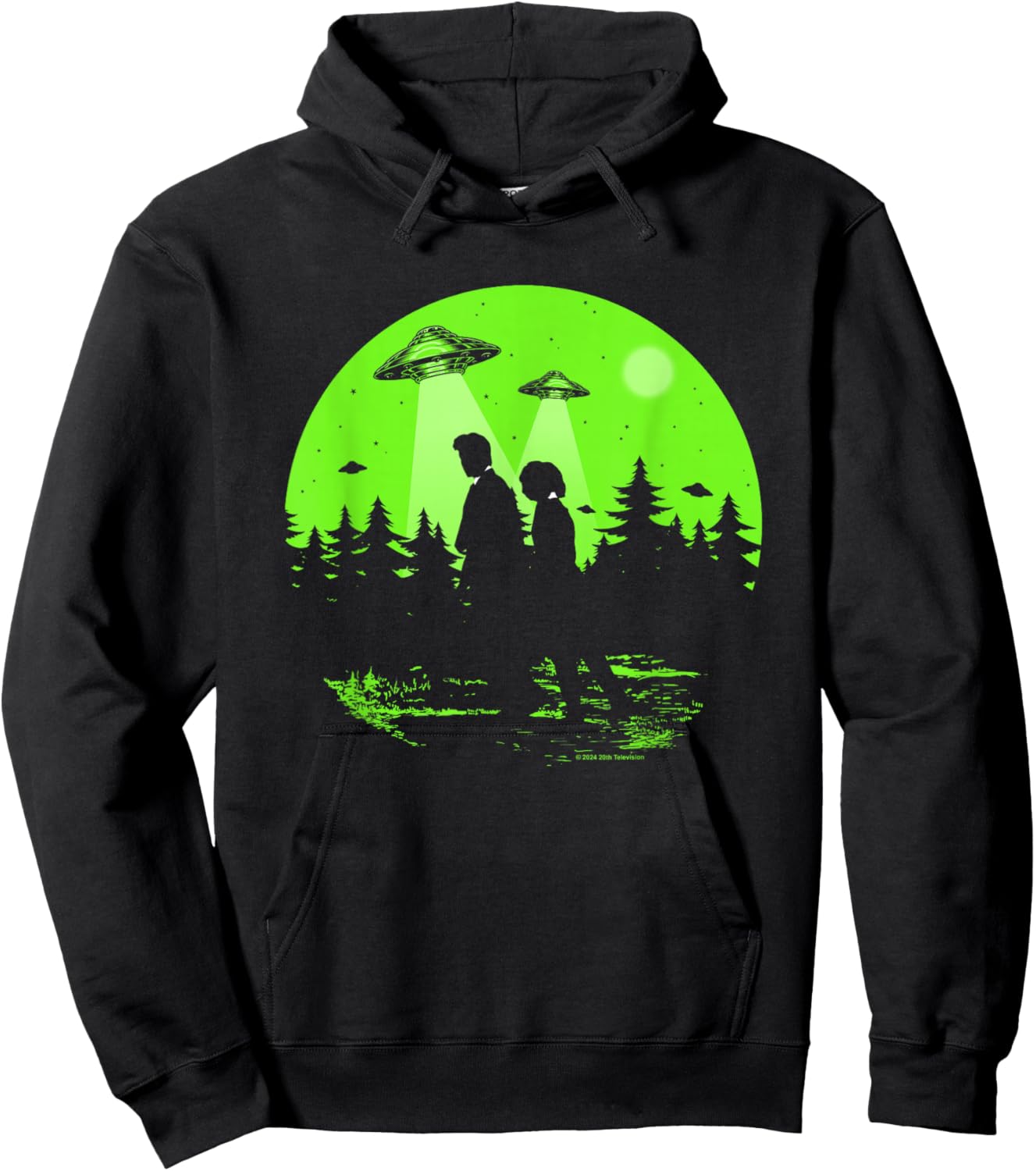 X-Files Mulder & Scully Silhouettes In The Woods Hoodie - Hoodie | Black