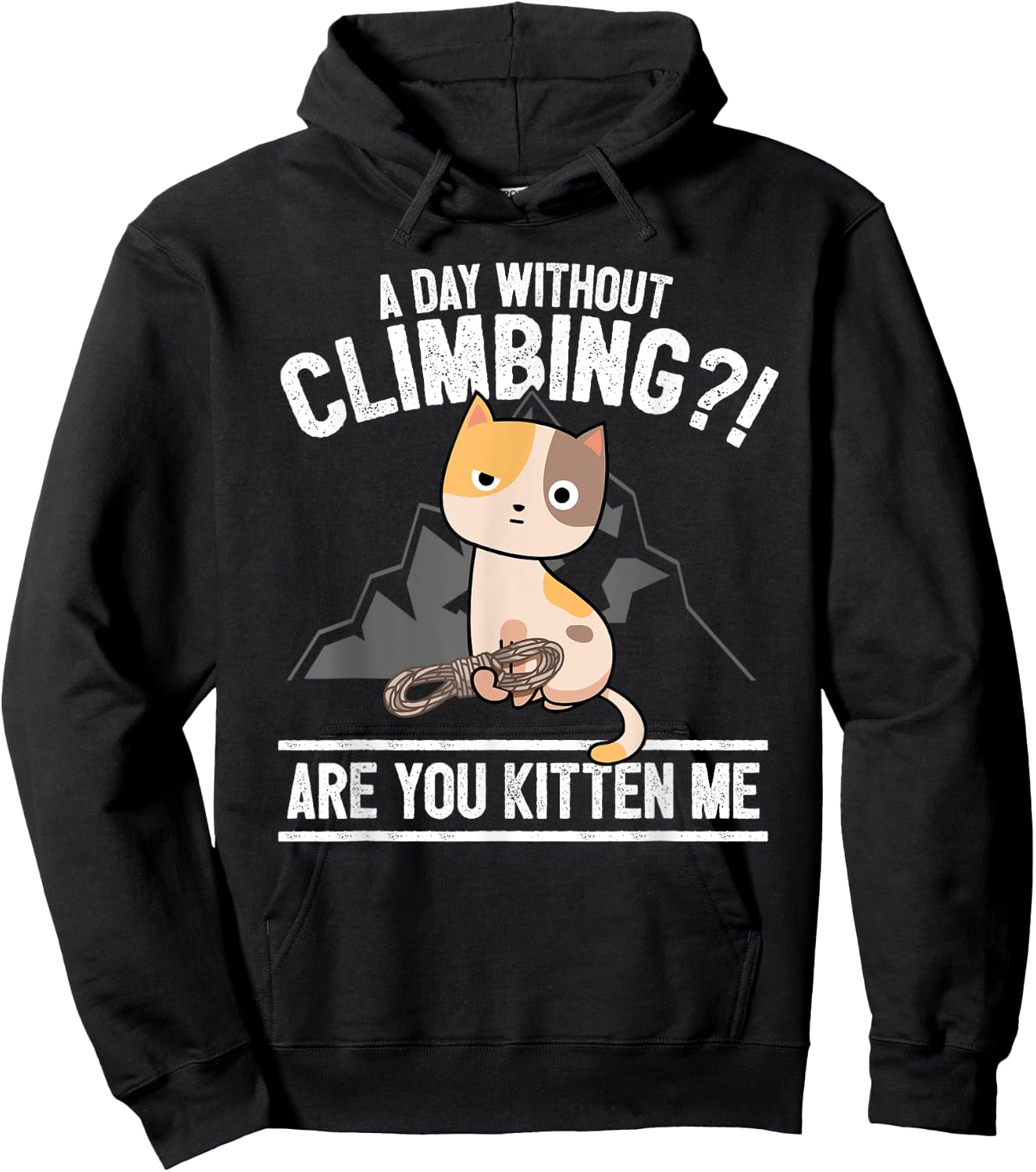 Funny Rock Climbing Cat Mountain Climber I Are You Kitten Me Hoodie - Hoodie | Black