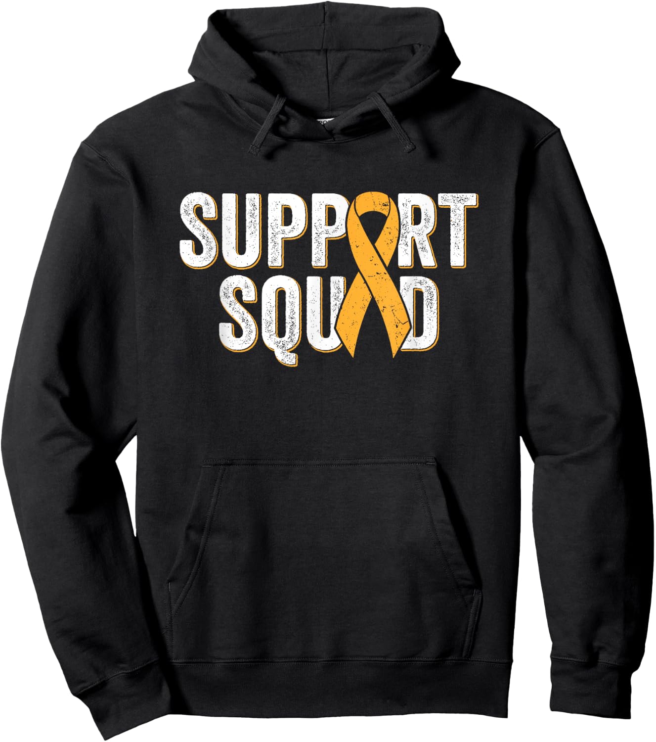 Multiple Sclerosis Support Squad, Orange MS Awareness Ribbon Hoodie - Hoodie | Black