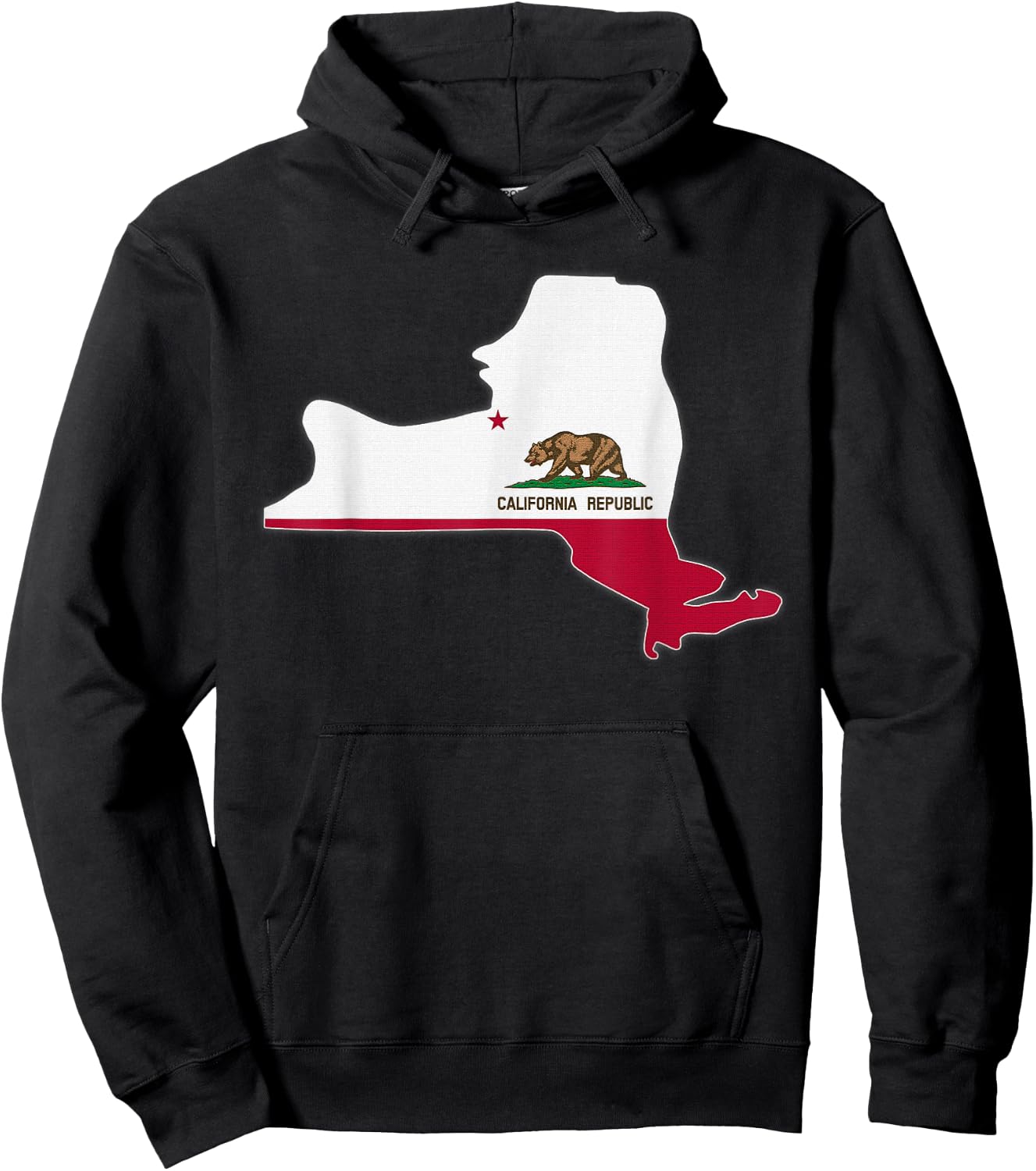 NEW YORK STATE MAP CALIFORNIA CA Flag Roots Men Women Gift Hoodie - Hoodie | Black