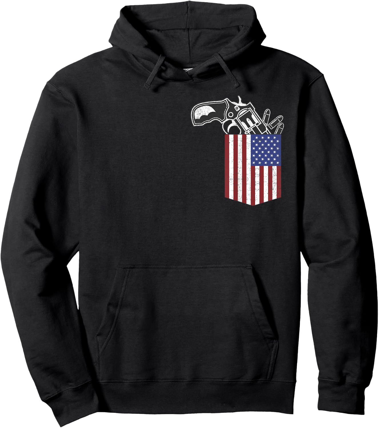 USA Chest Pocket With Gun Pistol Pocket Hoodie - Hoodie | Black