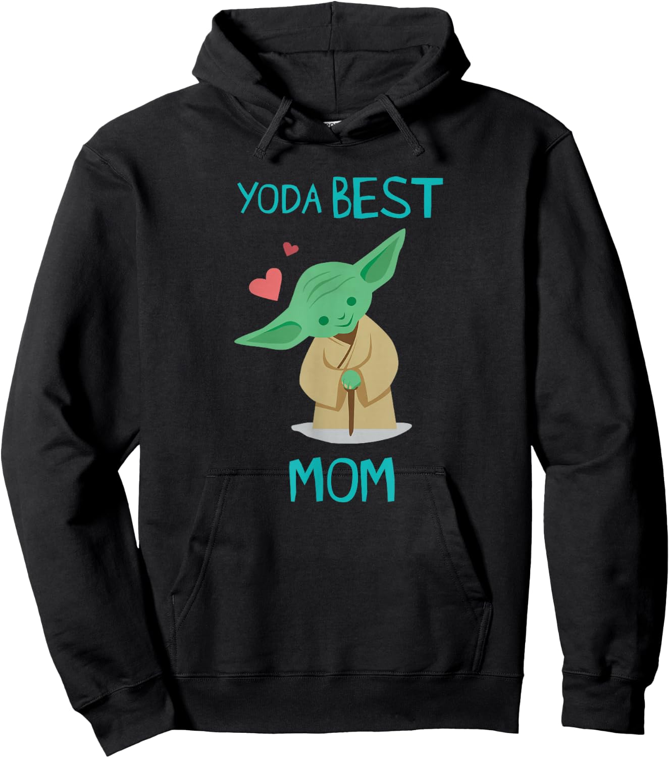 Star Wars Yoda Best Mom Hearts Mother's Day Hoodie - Hoodie | Black