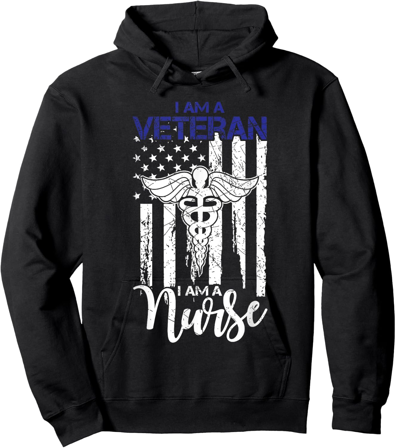 I Am A Veteran I Am A Nurse Vintage American Flag Gift Men Hoodie - Hoodie | Black