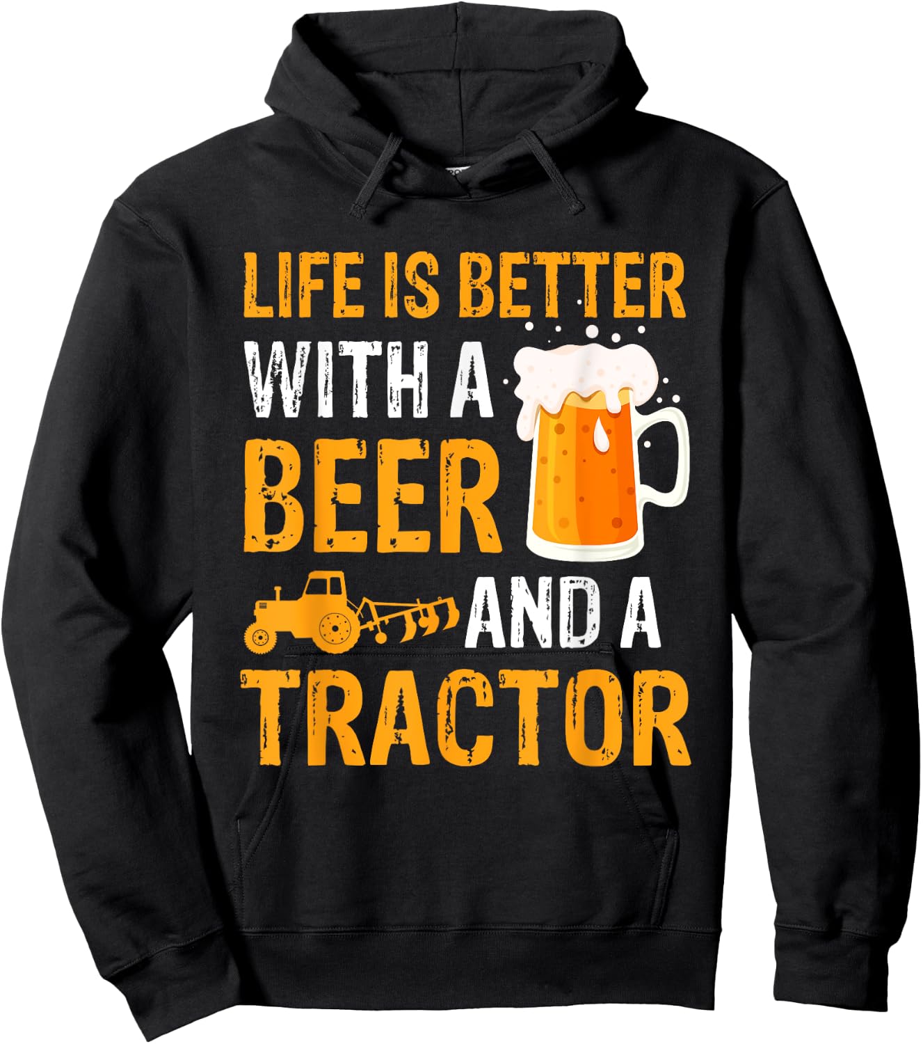 Life Is Better With a Beer a Tractor Drinking Gifts Hoodie - Hoodie | Black