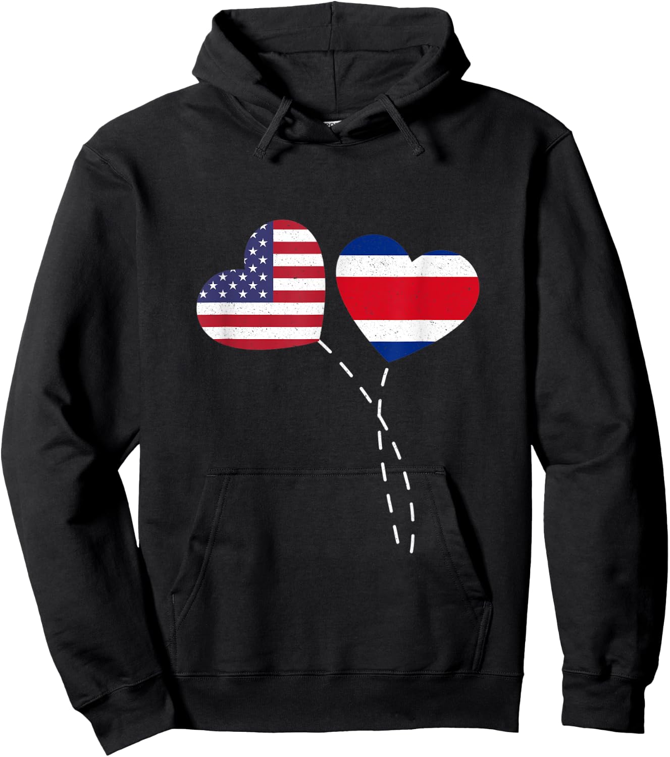 Loving USA Costa Rica Flag Heart Costa Rican Americans Love Hoodie - Hoodie | Black