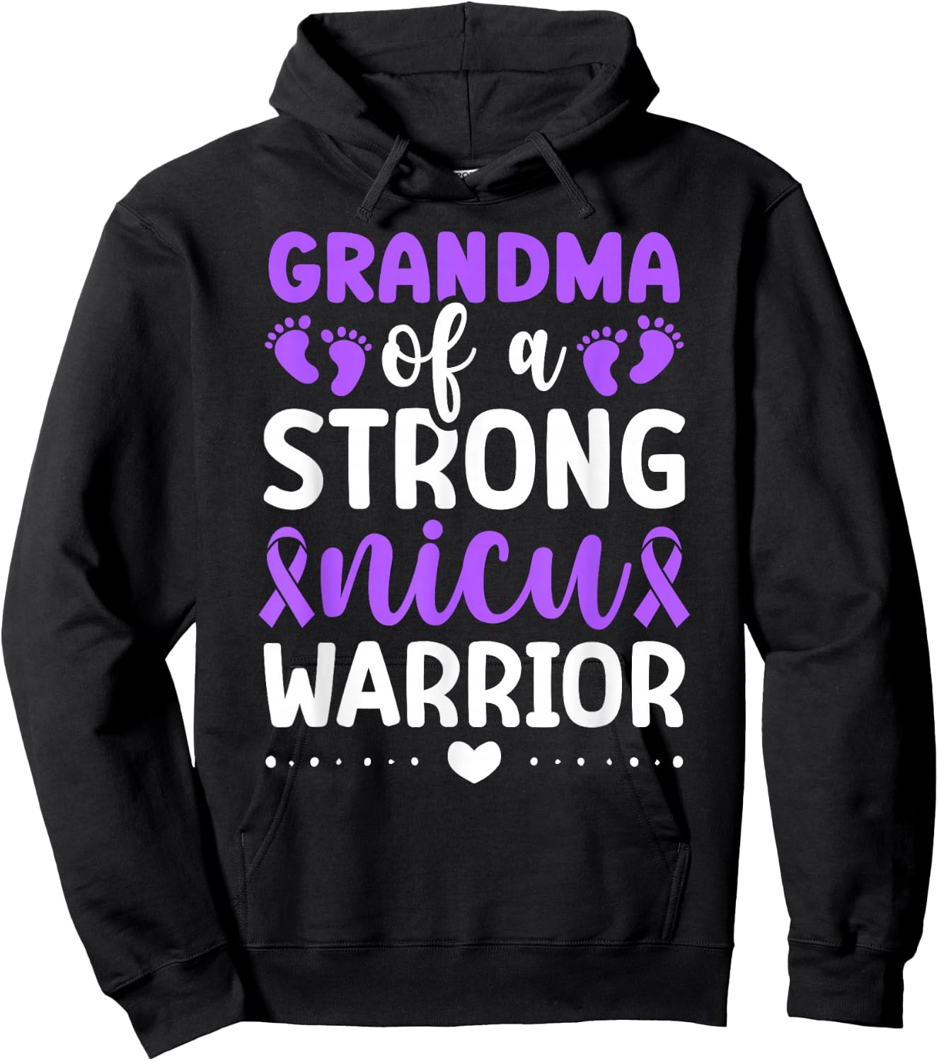 NICU Grandma Of NICU Warrior Best Micro Preemie Baby Grandma Hoodie - Hoodie | Black