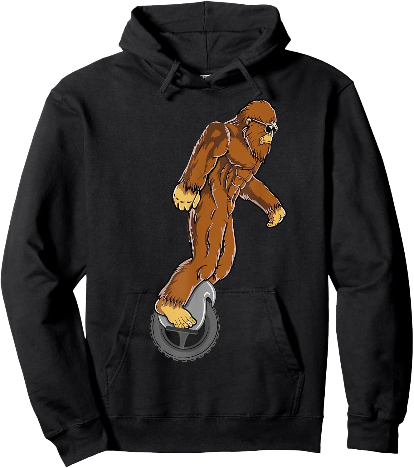 Sasquatch Bigfoot Funny Designs & Women Bigfoot on Electric Unicycle EUC Monowheel Airwheel Funny Hoodie - Hoodie | Black