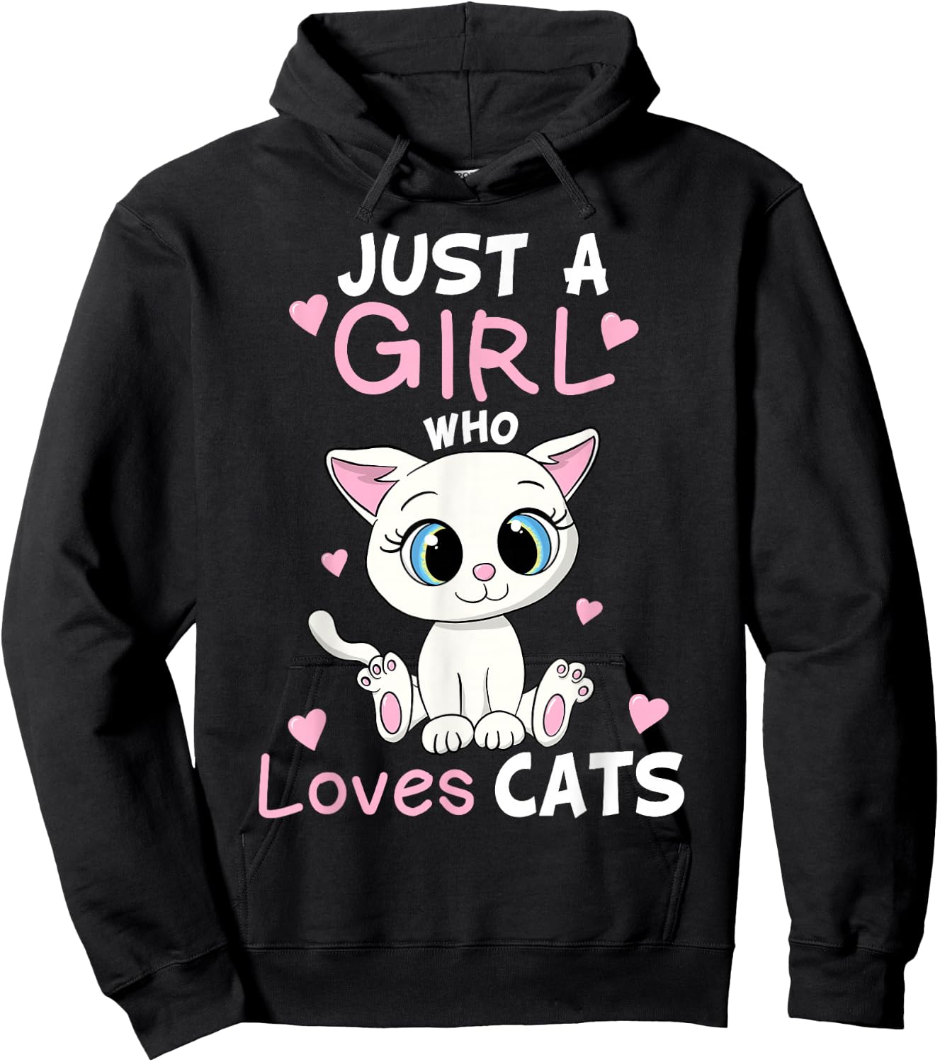 Just A Girl Who Loves Cats Funny Cute Kitten Lover Cat Gift Small Hoodie - Hoodie | Black