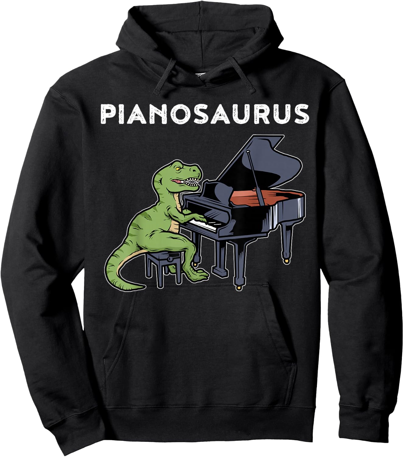 Grand Piano Shirt Kids Pianist Gift Dinosaur Music Piano Hoodie - Hoodie | Black