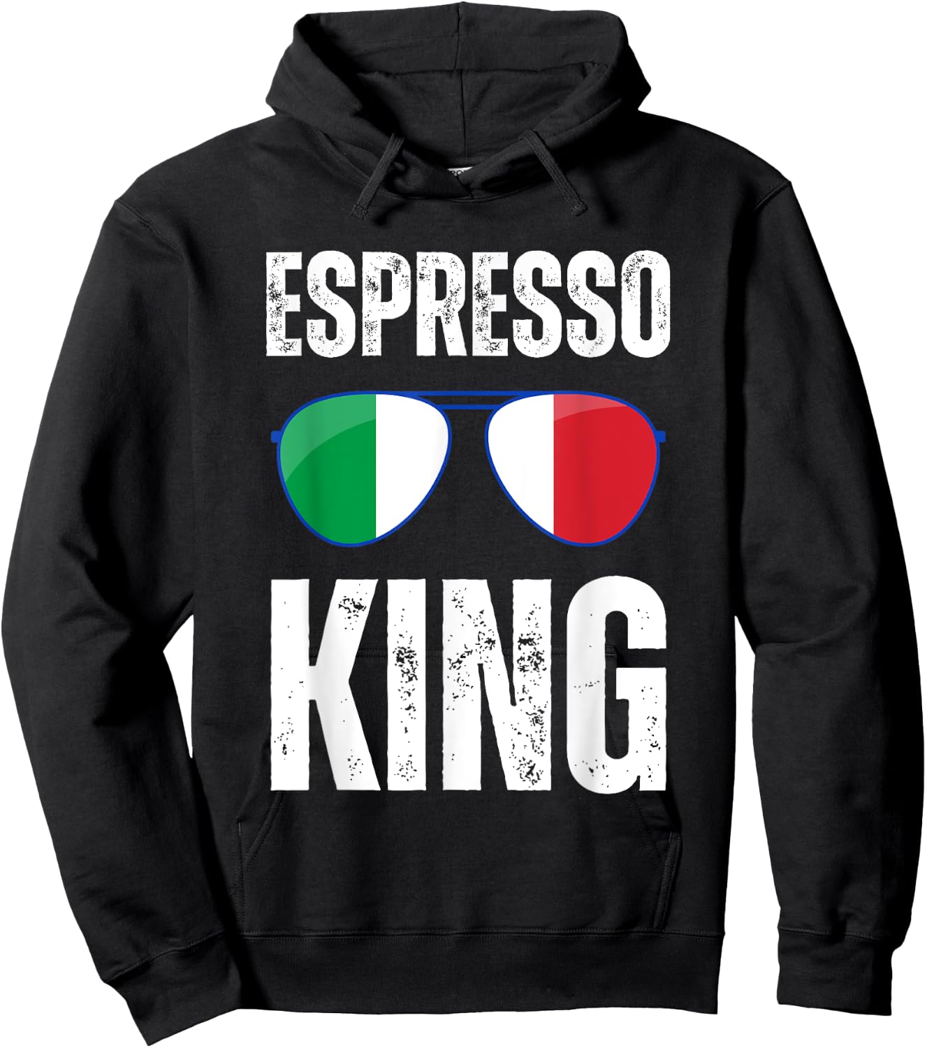 Funny Espresso King Italian Saying Italy Flag Coffee Lover Hoodie - Hoodie | Black