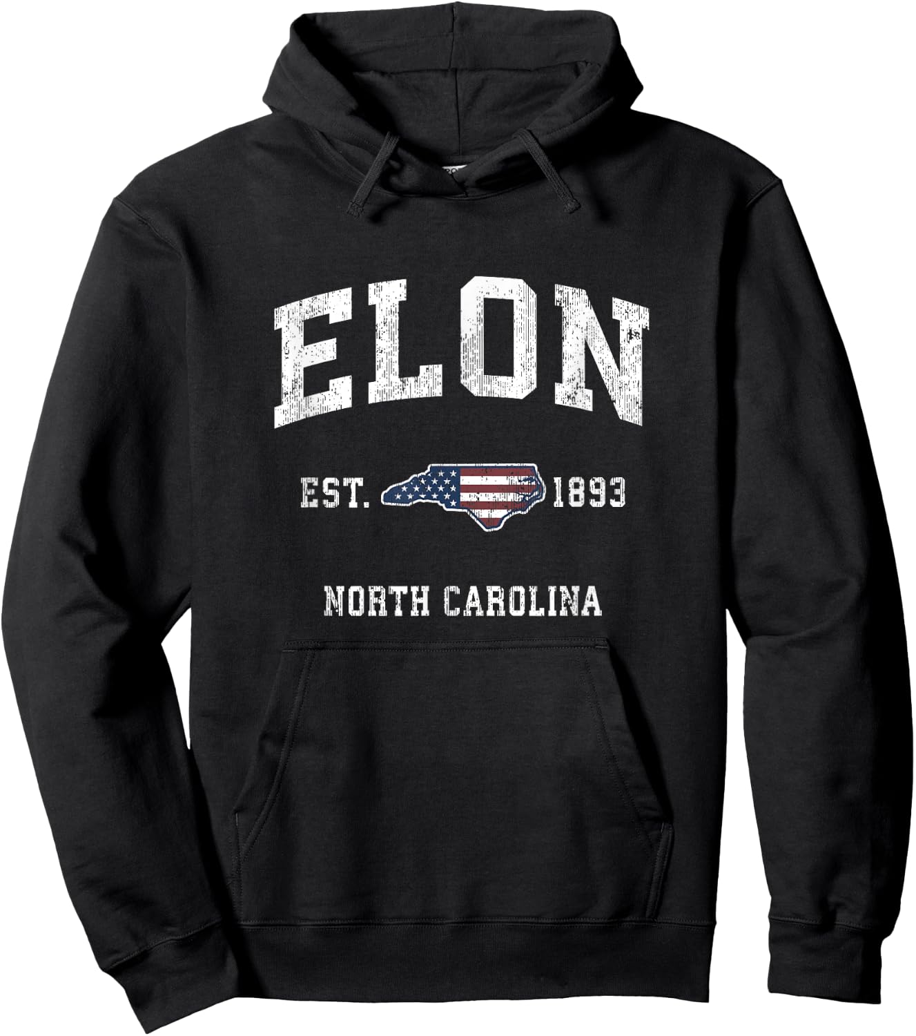 Elon North Carolina NC Vintage American Flag Sports Design Hoodie - Hoodie | Black