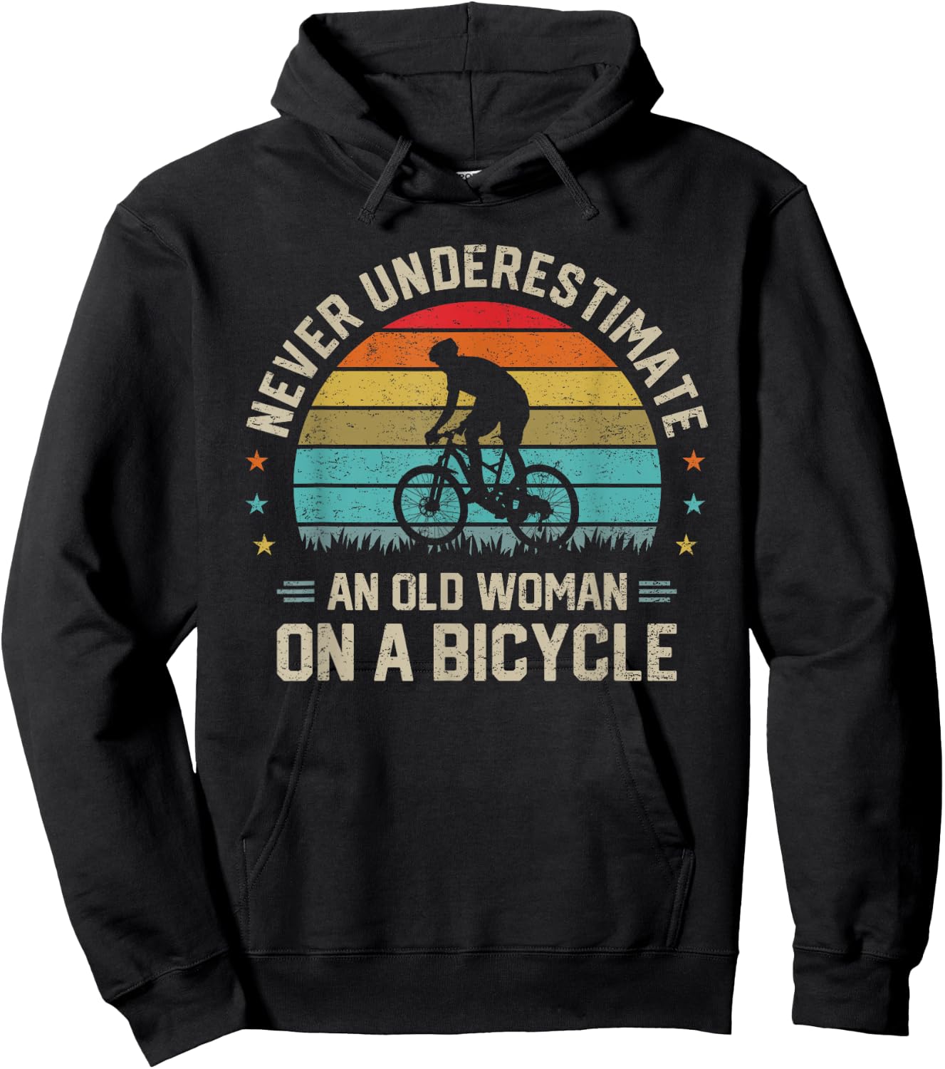 Never Underestimate an Old Woman on a Bicycle Cyclist Rider Hoodie - Hoodie | Black