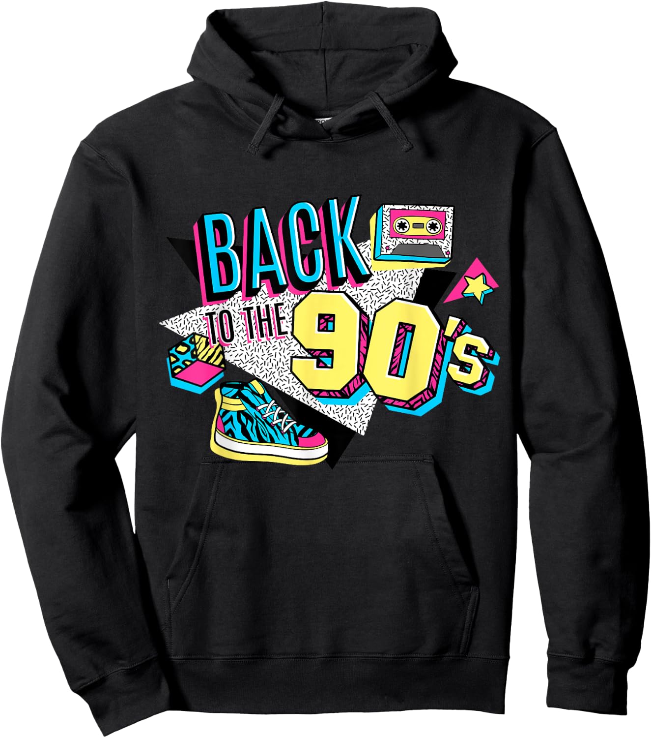 Men's Women's Kids Vintage Retro Back To 90's Graphic Design Hoodie - Hoodie | Black