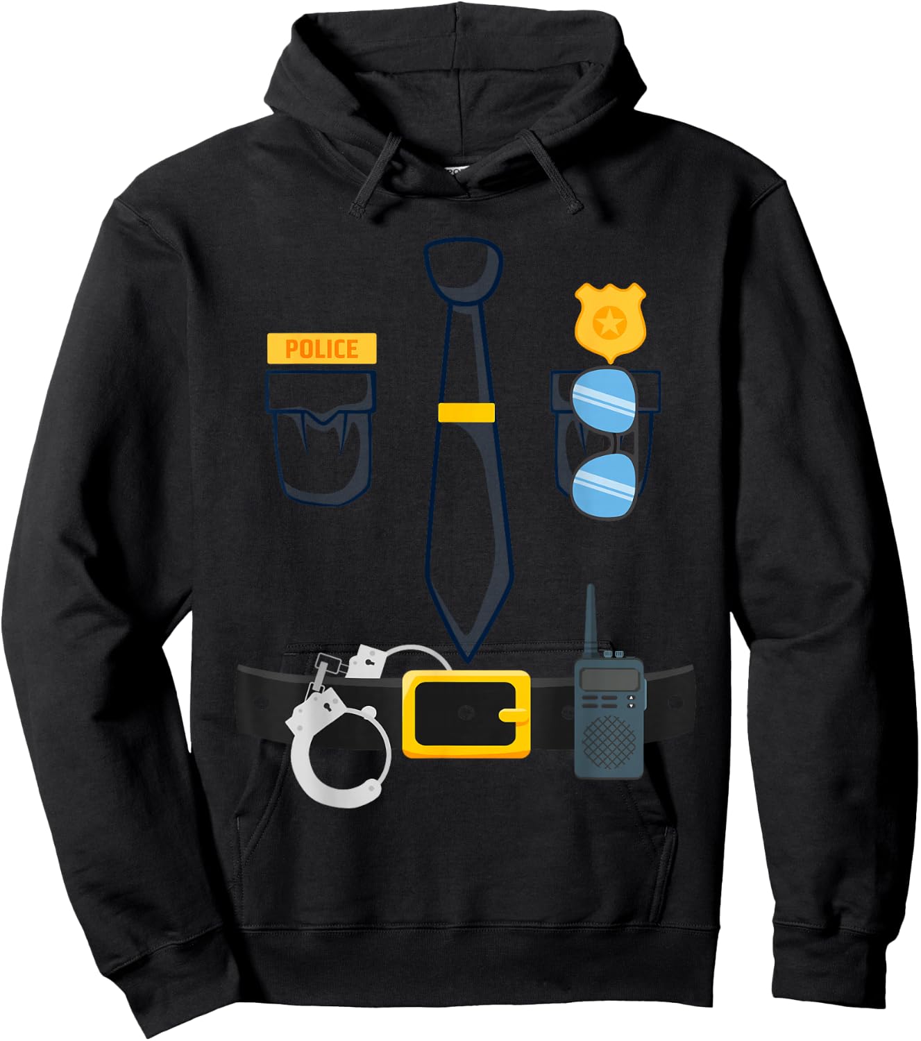 Halloween Police Officer Costume, Halloween cop Uniform Hoodie - Hoodie | Black