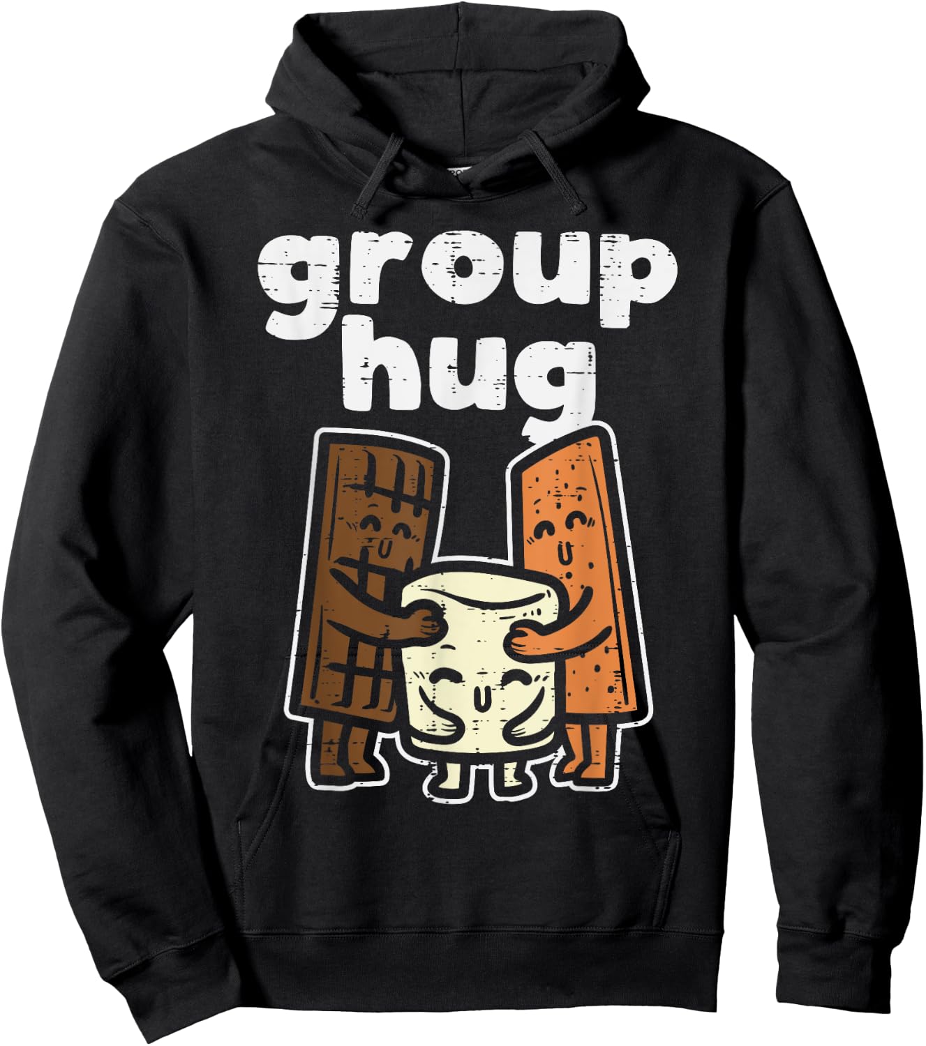 Group Hug Marshmallow Smore Funny Camping Pun Camper Family Hoodie - Hoodie | Black
