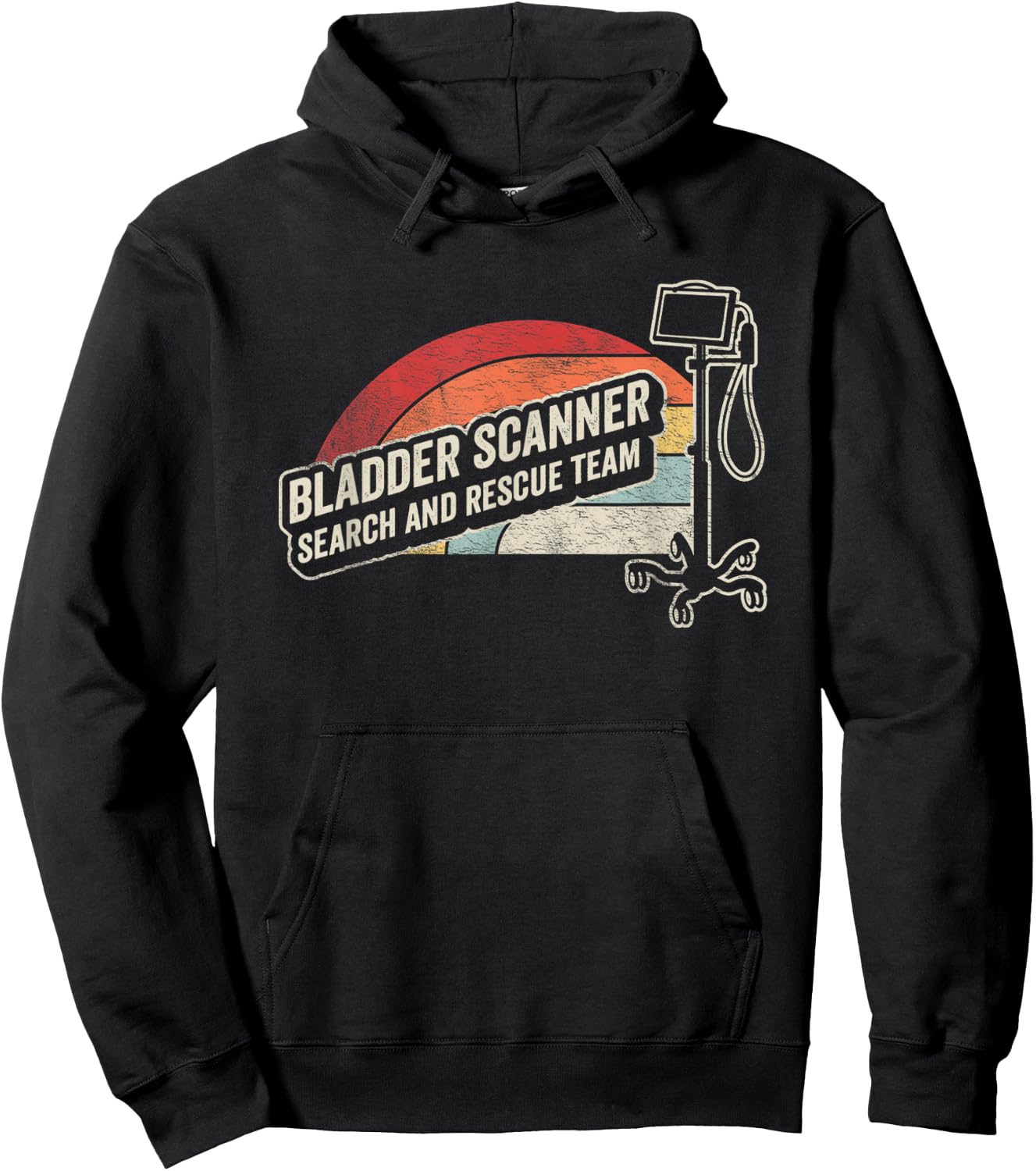 Retro Vintage Funny Nurse Shirt Bladder Scanner Search Team Hoodie - Hoodie | Black