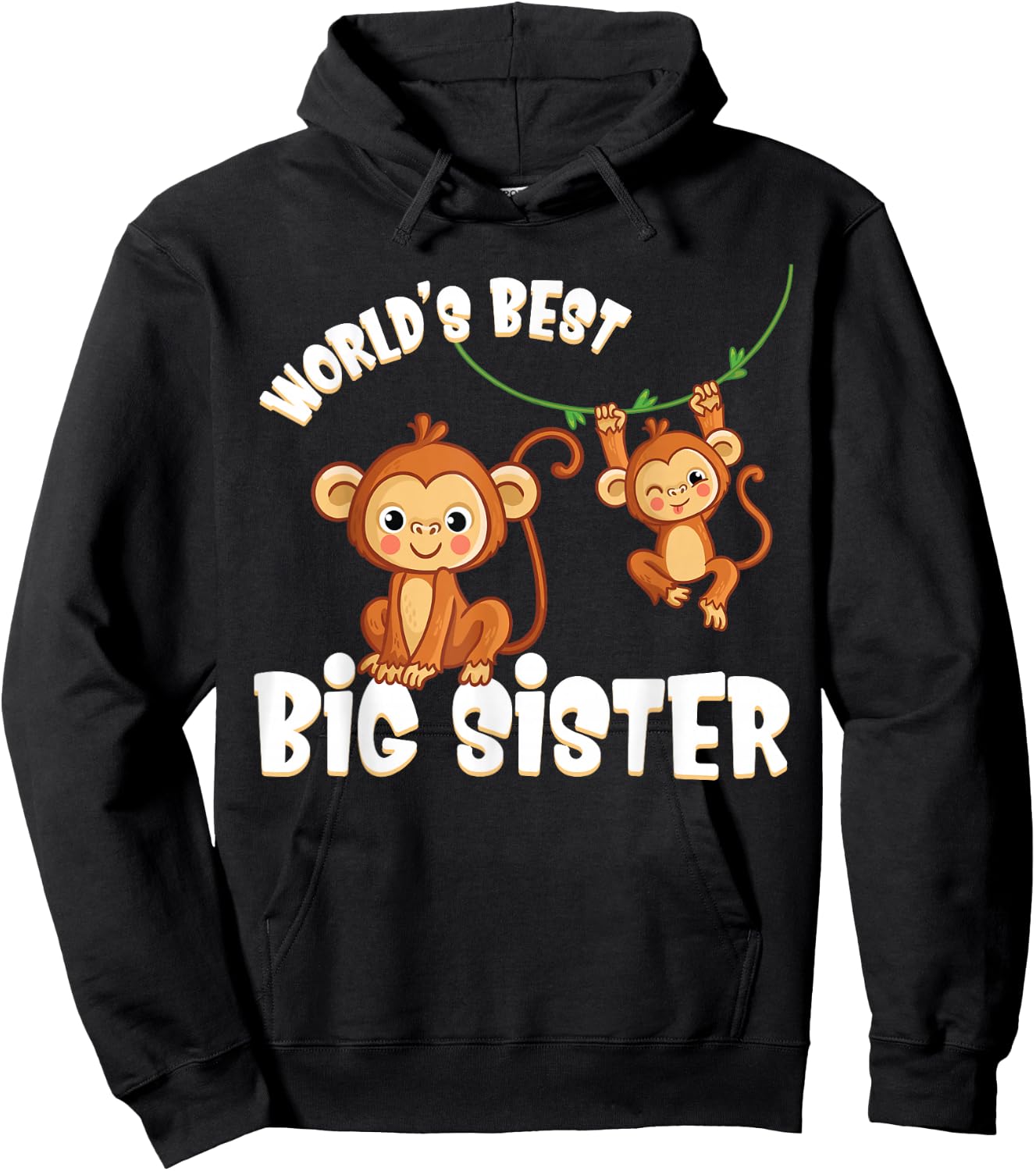 Swinging Monkeys World's Best Big Sister Baby Announcement Hoodie - Hoodie | Black