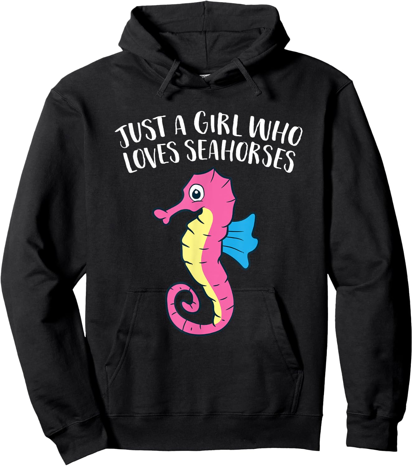 Just a Girl Who Loves Seahorses Cute Seahorse Hoodie - Hoodie | Black