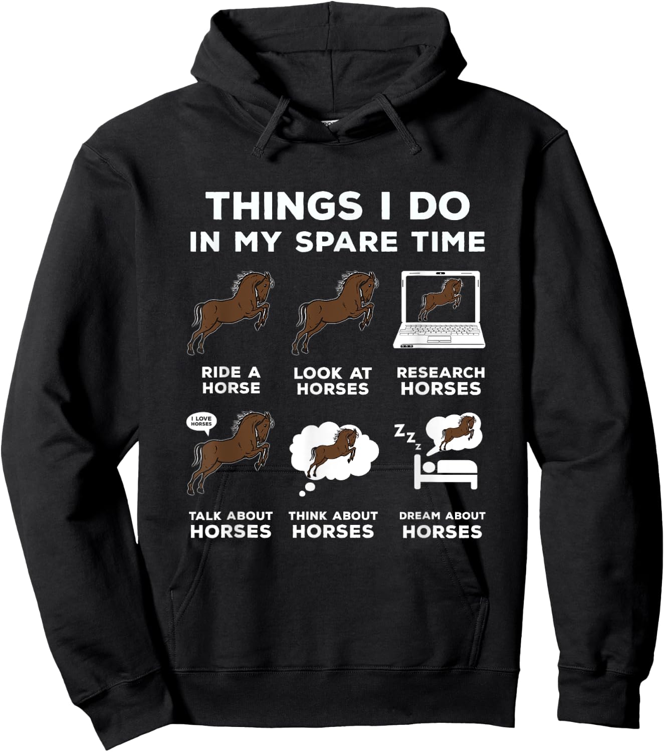 6 Things I Do In My Spare Time - Horse Riding Gift Hoodie - Hoodie | Black