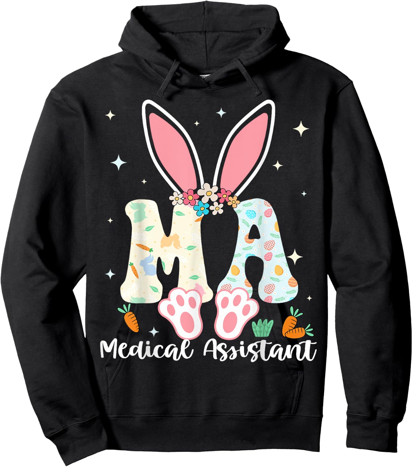 Medical Assistant - Happy Easter Sayings Egg Bunny Hoodie - Hoodie | Black