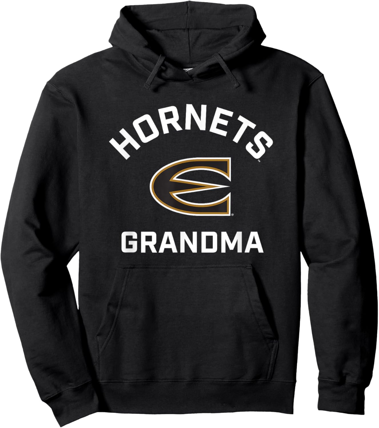Emporia State University ESU Hornets Arched Grandma Hoodie - Hoodie | Black
