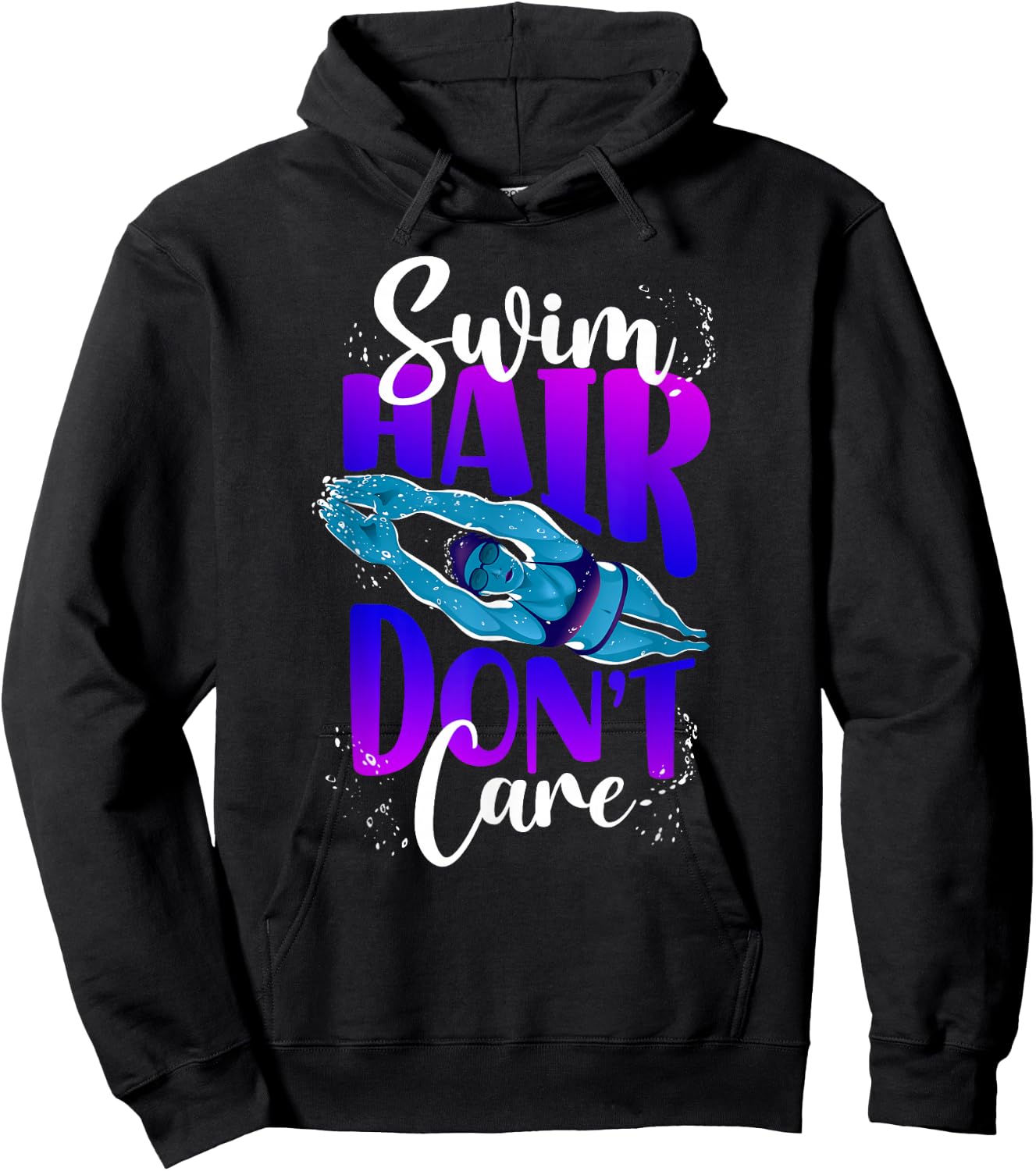 Swimming Swimmer Swim Hair Don't Care Girl Hoodie - Hoodie | Black