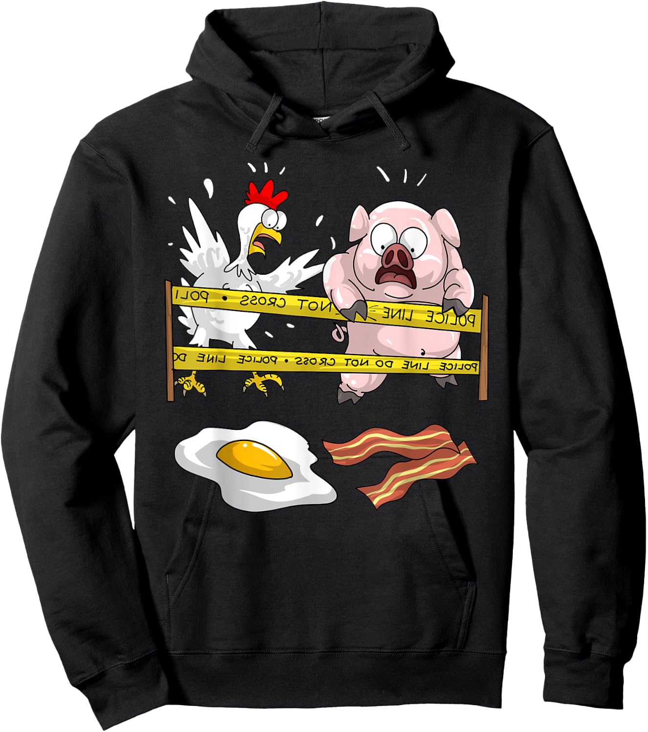 Cute Police Line Do Not Cross | Funny Chicken Pig Eater Gift Hoodie - Hoodie | Black