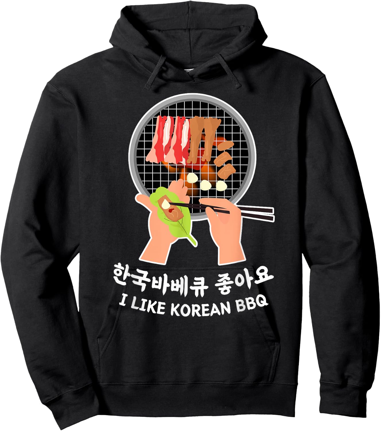 Love South Korea - Bulgogi Food & Hangul I LIKE KOREAN BBQ Hoodie - Hoodie | Black