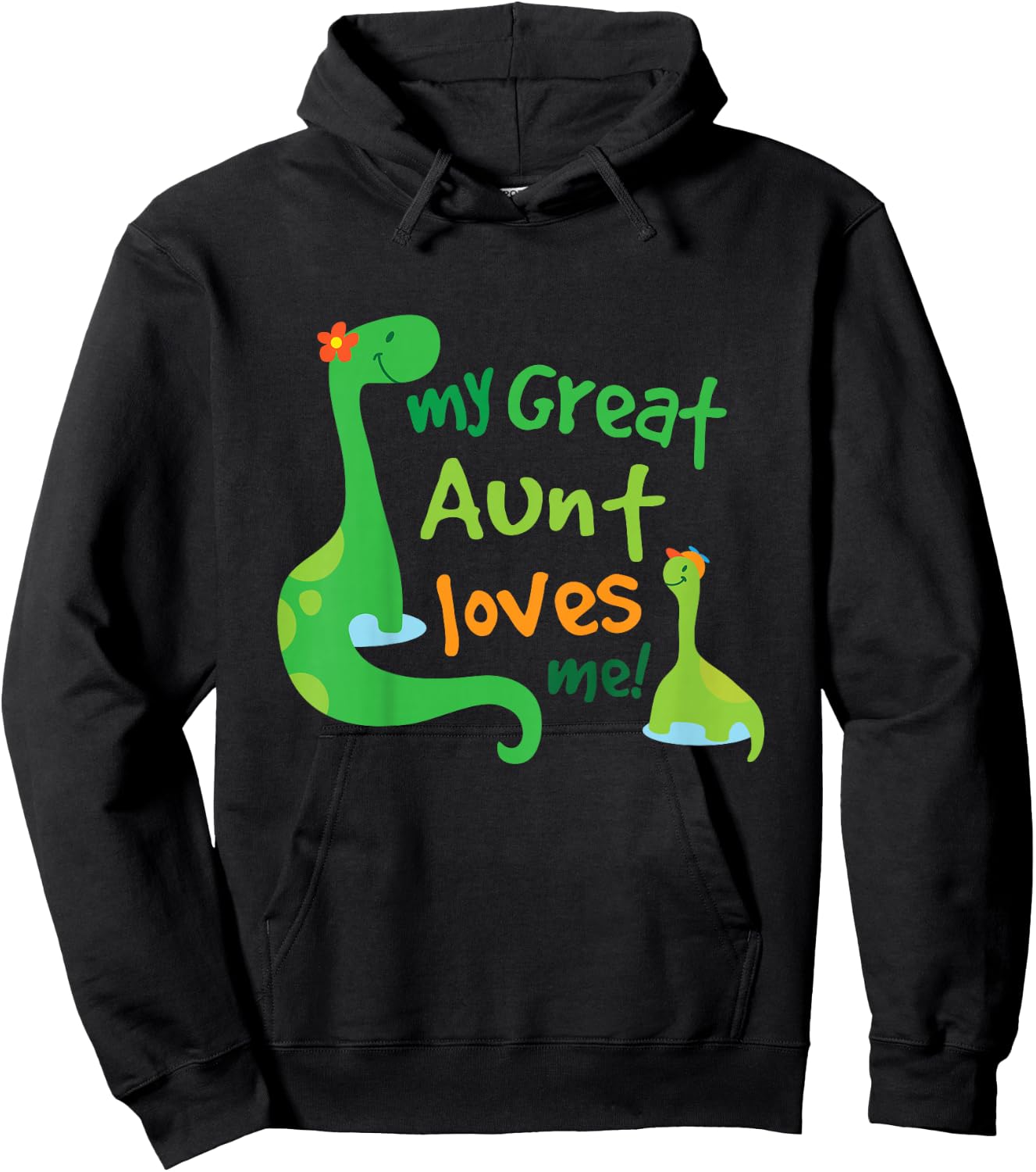 Kids My Great Aunt Loves Me Dinosaur Nephew Hoodie - Hoodie | Black