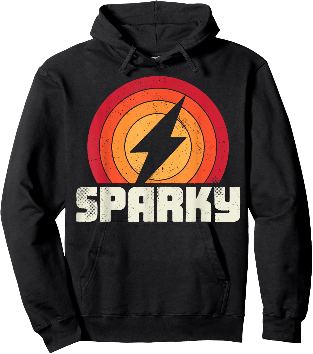 Sparky Electrician Funny Lineman Dad Retro Vintage Novelty Hoodie - Hoodie | Black