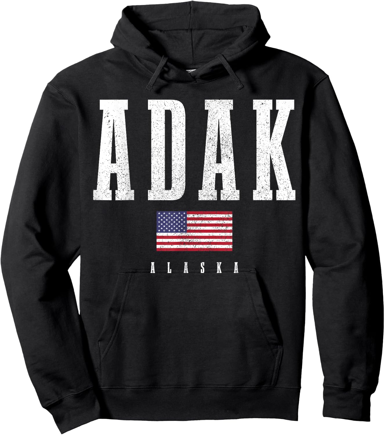 Adak Alaska American Flag Patriotic Hoodie - Hoodie | Black
