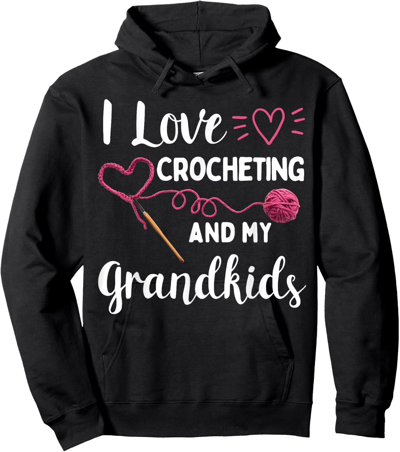 I love Crochet Shirt I Love Crocheting and my Grandkids Hoodie - Hoodie | Black