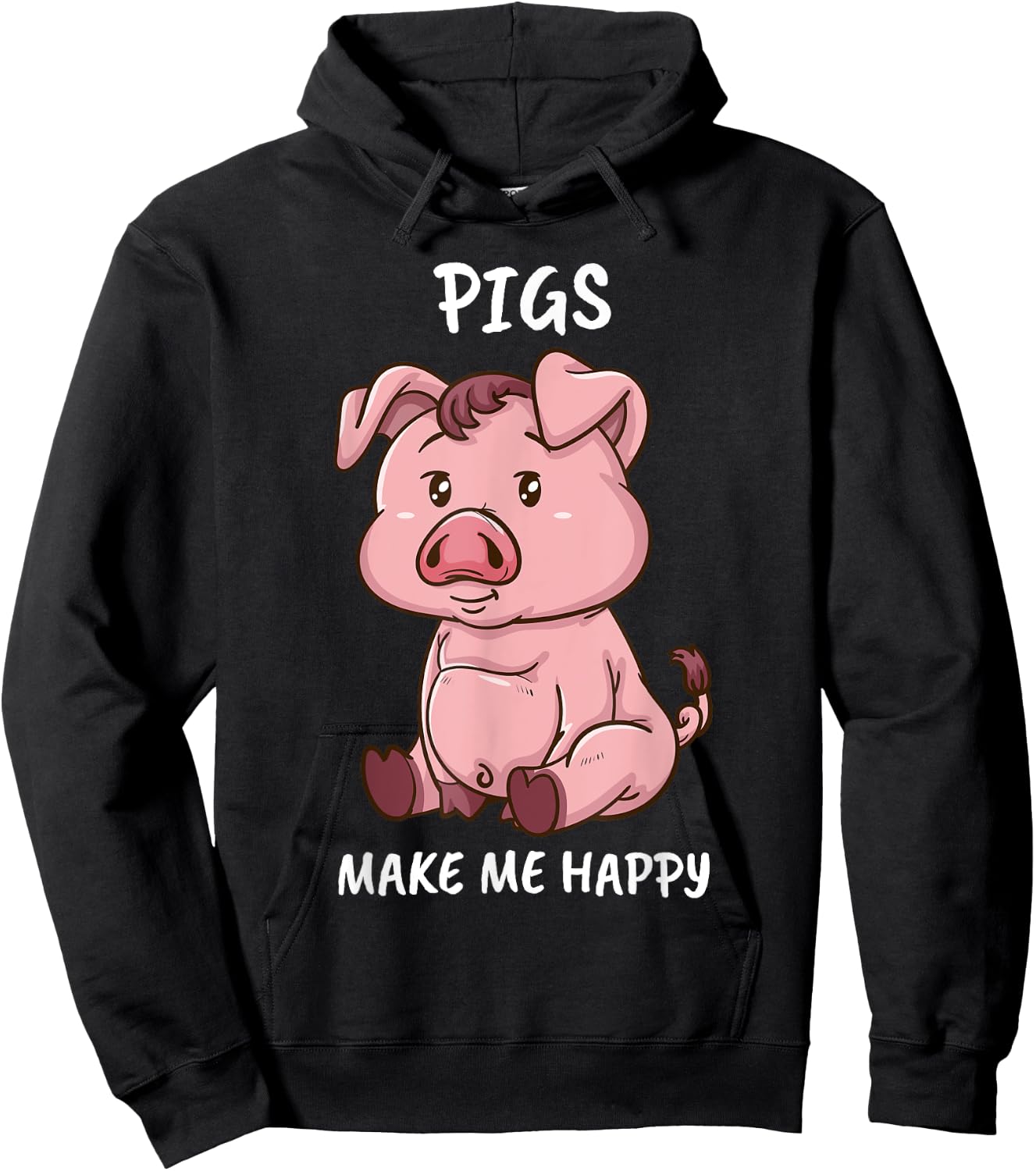 Pigs Make Me Happy Farmer Swine Pig Women Cute Pig Hoodie - Hoodie | Black