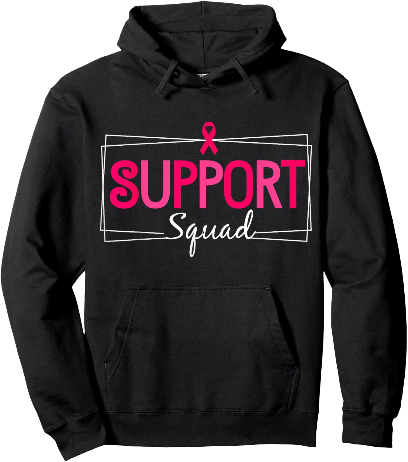 Support Squad Breast Cancer Awareness Pink Ribbon Hoodie - Hoodie | Black
