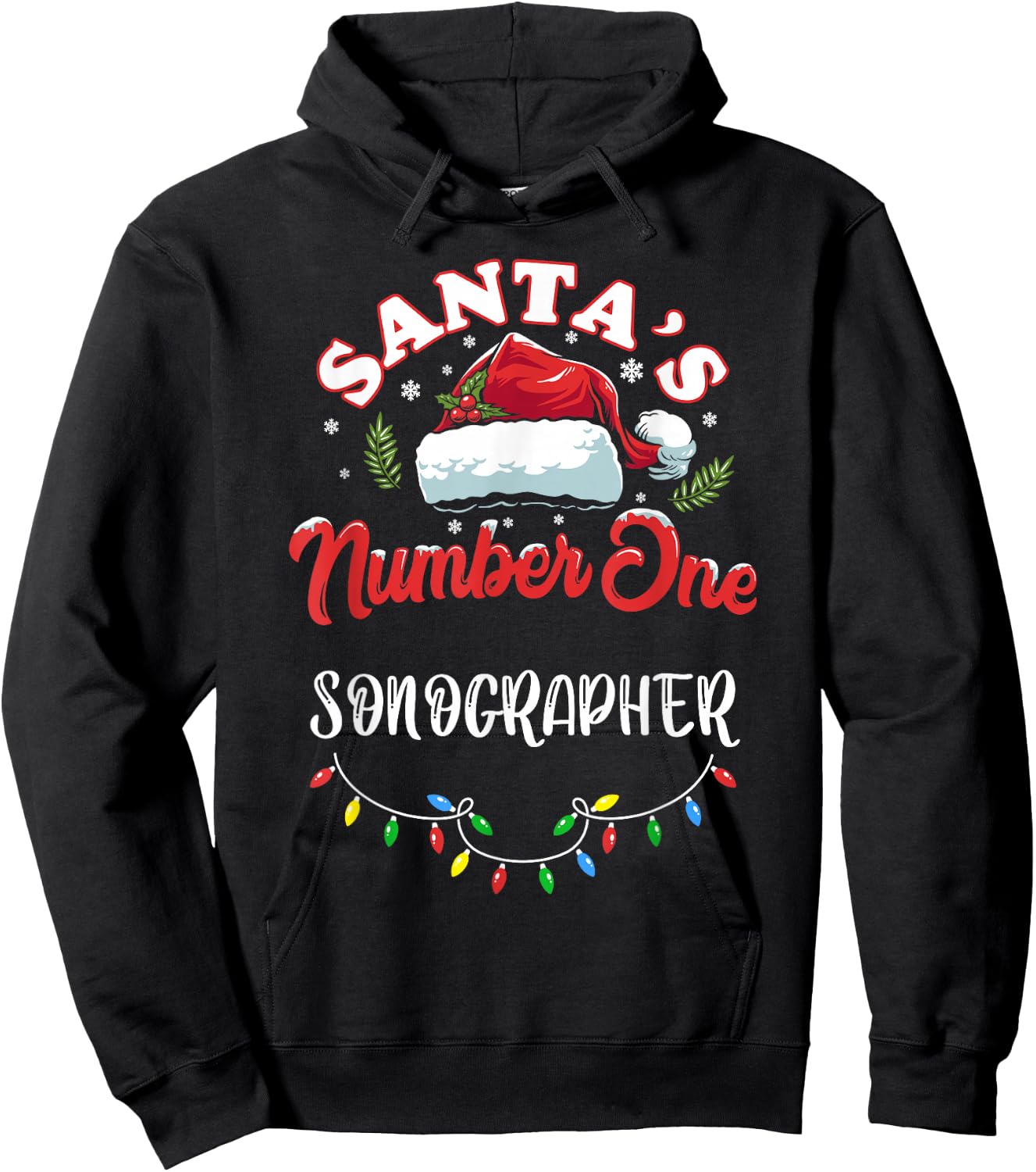 Sonographer Christmas Gift Santas Number One Ultrasound Tech Hoodie - Hoodie | Black