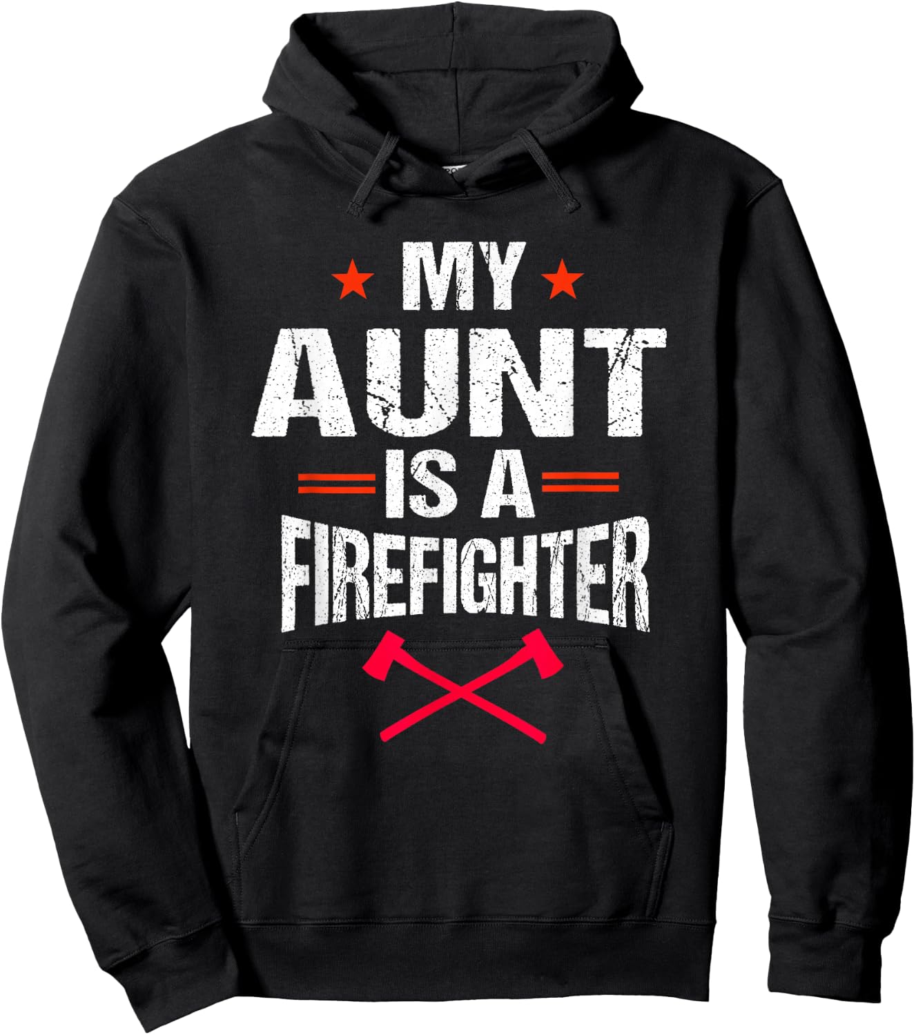 My Aunt Is A Firefighter Vintage Thin Red Line Niece Gift Hoodie - Hoodie | Black