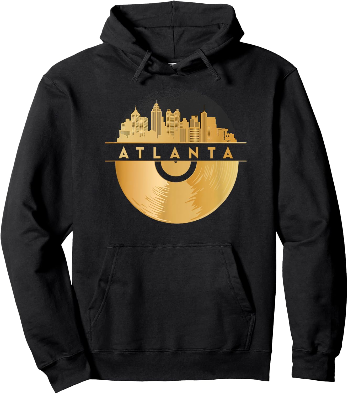 Vinyl-Record-Player Disco-Music Skyline-Atlanta Hoodie - Hoodie | Black