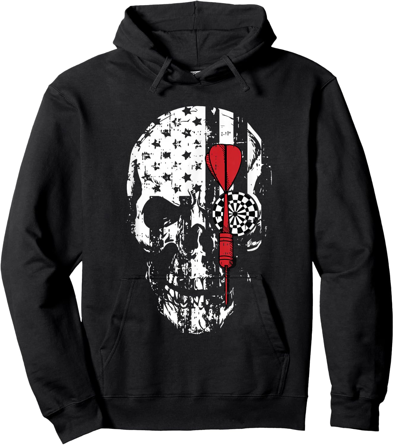 Skull American Flag Darts Board Throwing Sports Player Gift Hoodie - Hoodie | Black