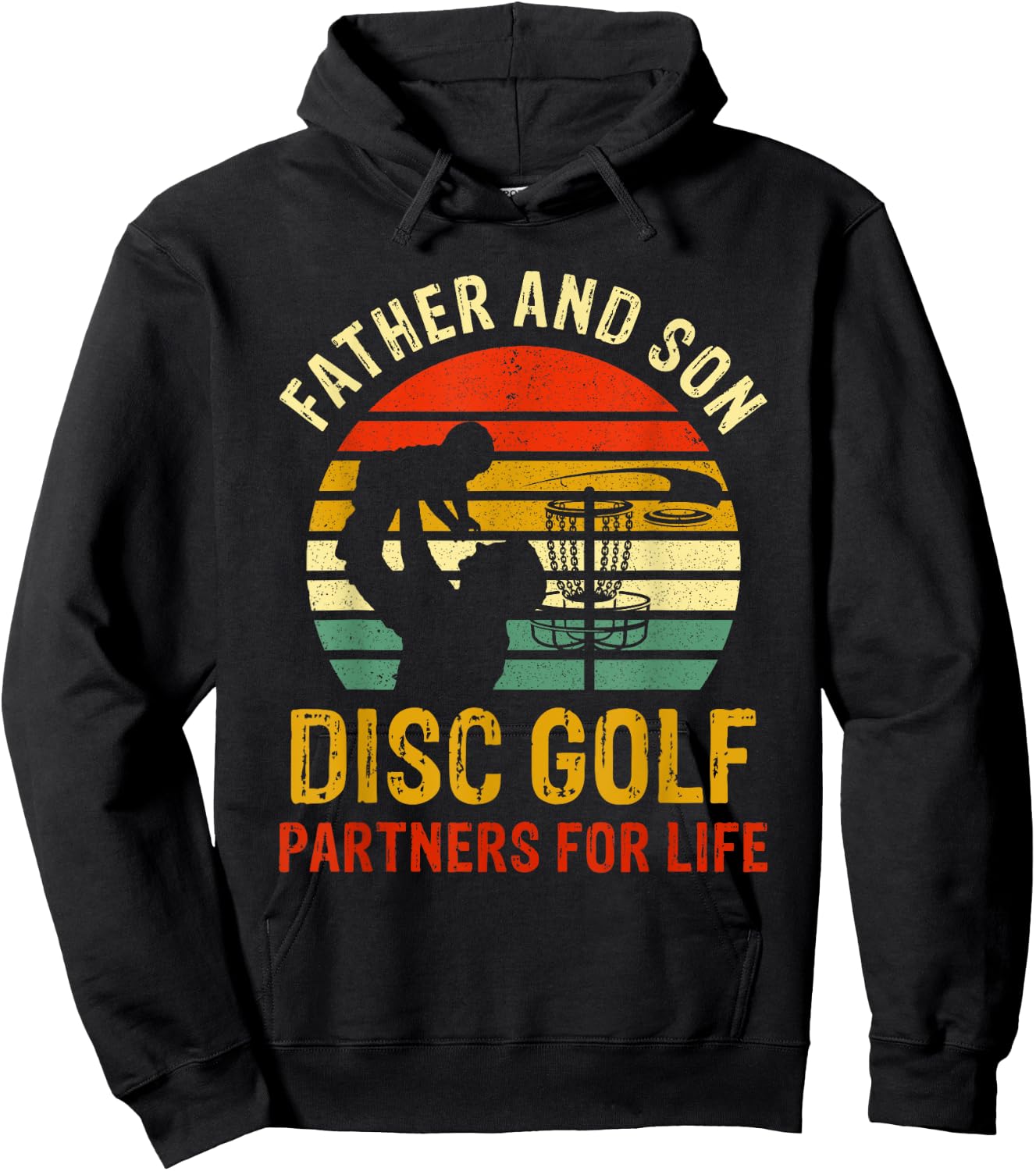 Vintage Dad And Son Disc Golf Partners For Life Fathers Day Hoodie - Hoodie | Black