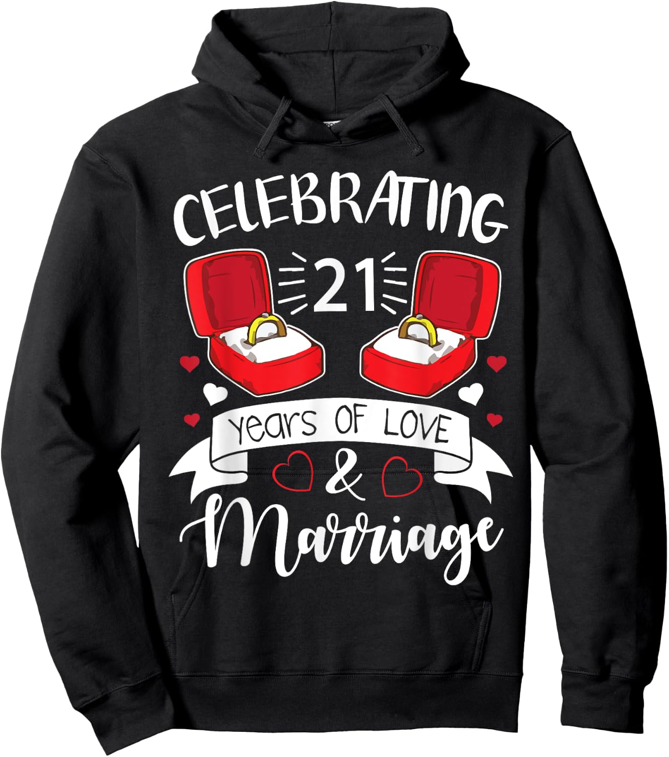 Celebrating 21 Years Of Love & Marriage Happy Husband Wife Hoodie - Hoodie | Black