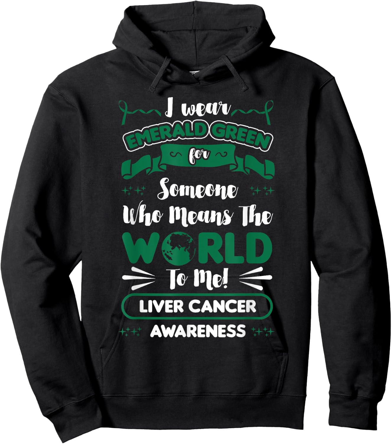 Liver Cancer Awareness Green Ribbon Primary Hepatic Gift Hoodie - Hoodie | Black