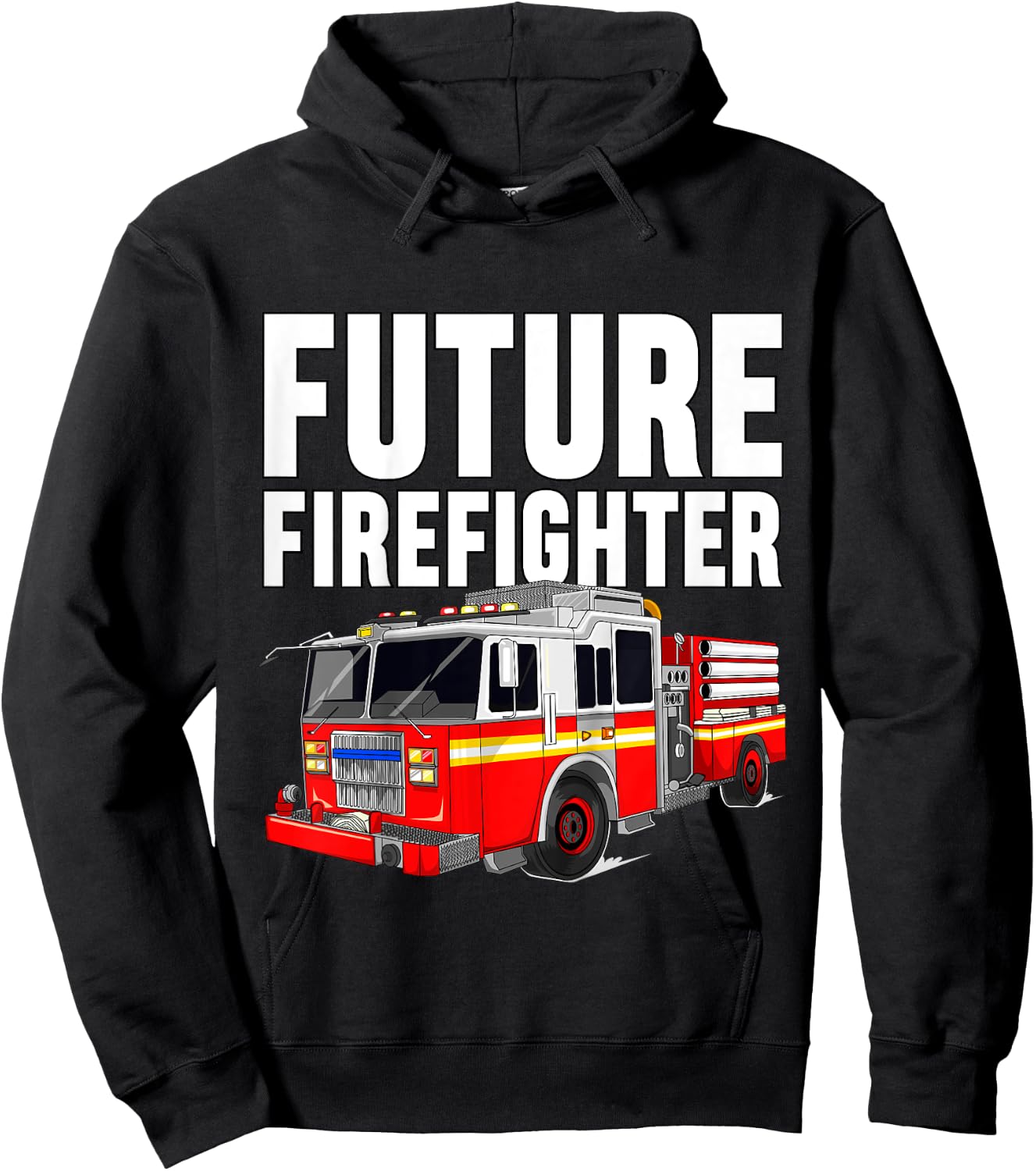 Kids Future Firefighter Fire Truck Theme Birthday Boy Toddler Hoodie - Hoodie | Black