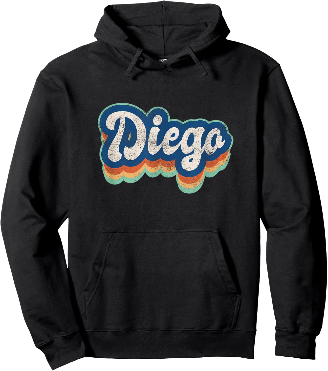 Diego First Name Boy Vintage Style 70s 80s Personalized Hoodie - Hoodie | Black