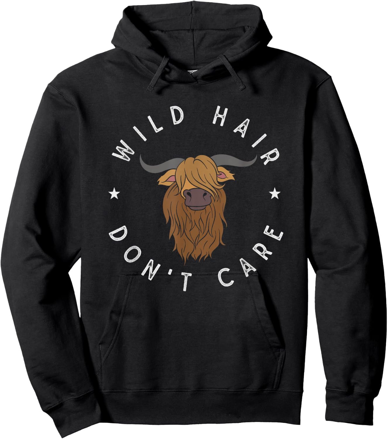 Wildes Haar ist mir egal Funny Scottish Highland Cow Hoodie - Hoodie | Black