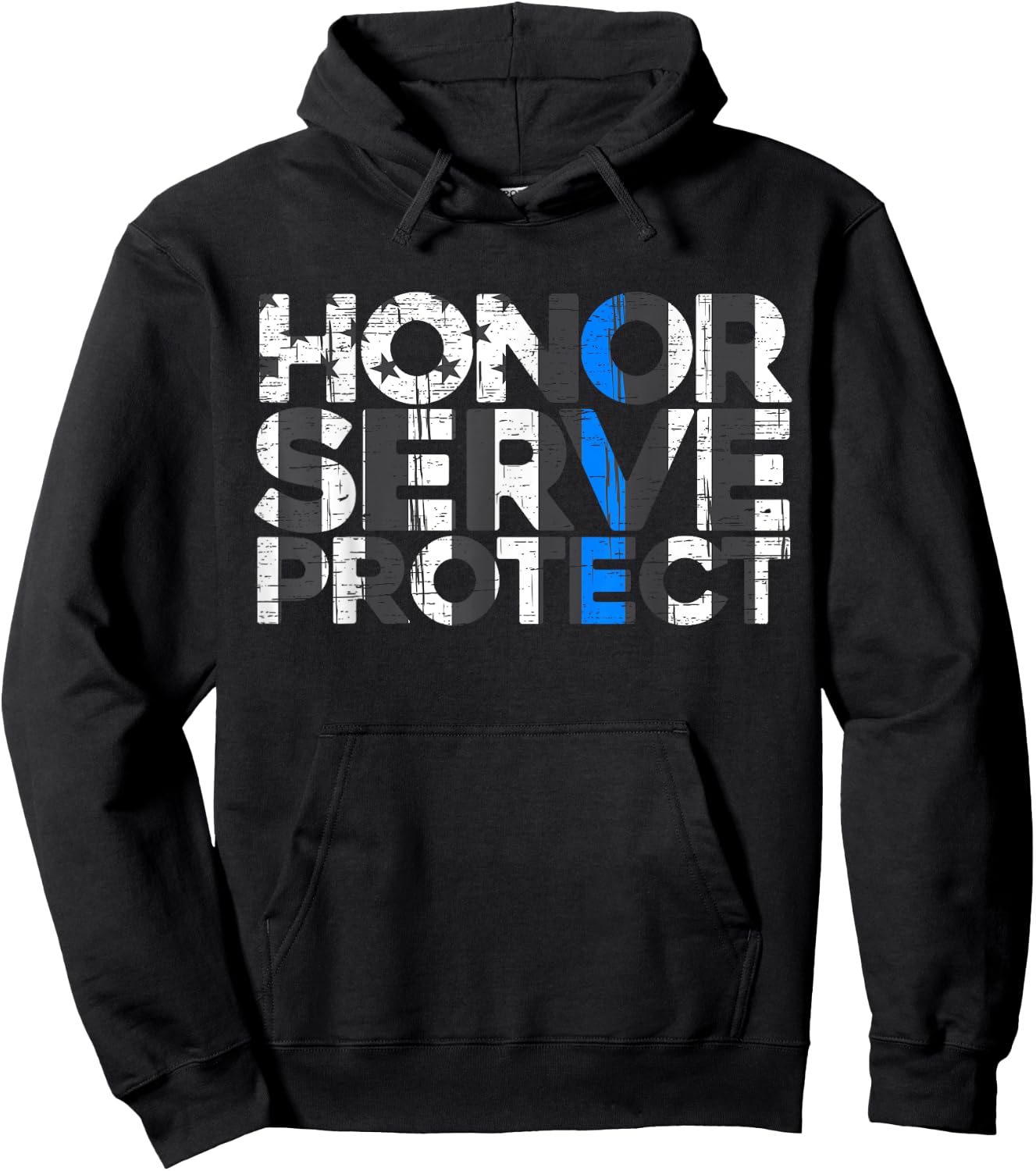 Honor Service Protect Thin Blue Line Law Enforcement Hoodie - Hoodie | Black